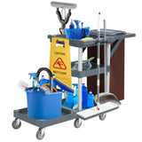 Garvee Putzwagen Reinigungswagen Mit Rollen 6, Abdeckung Und Vliesbeutel Für Haushalte Und Hotels, 95x49x22 cm, Grau