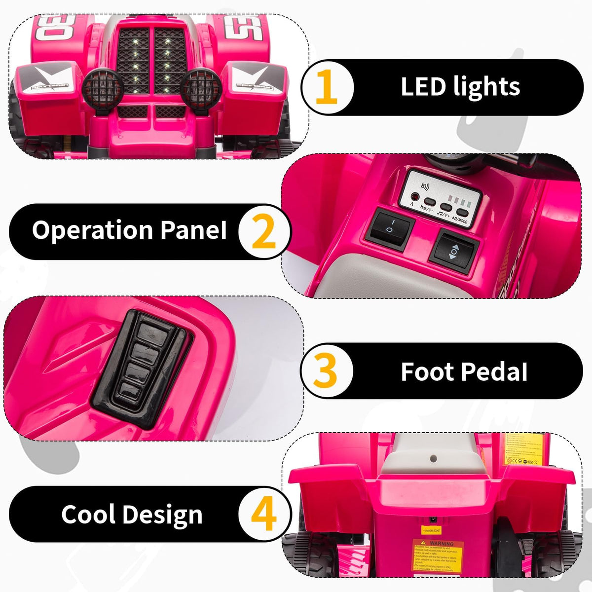 Kinder Elektro-Quad mit LED Licht Musik und USB