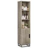 Garvee Hoher Badezimmerschrank 70" Schmal Mit Tür Verstellbarem Regal Holz Moderner Landhausstil Schwarz Für Küche Und Wohnzimmer