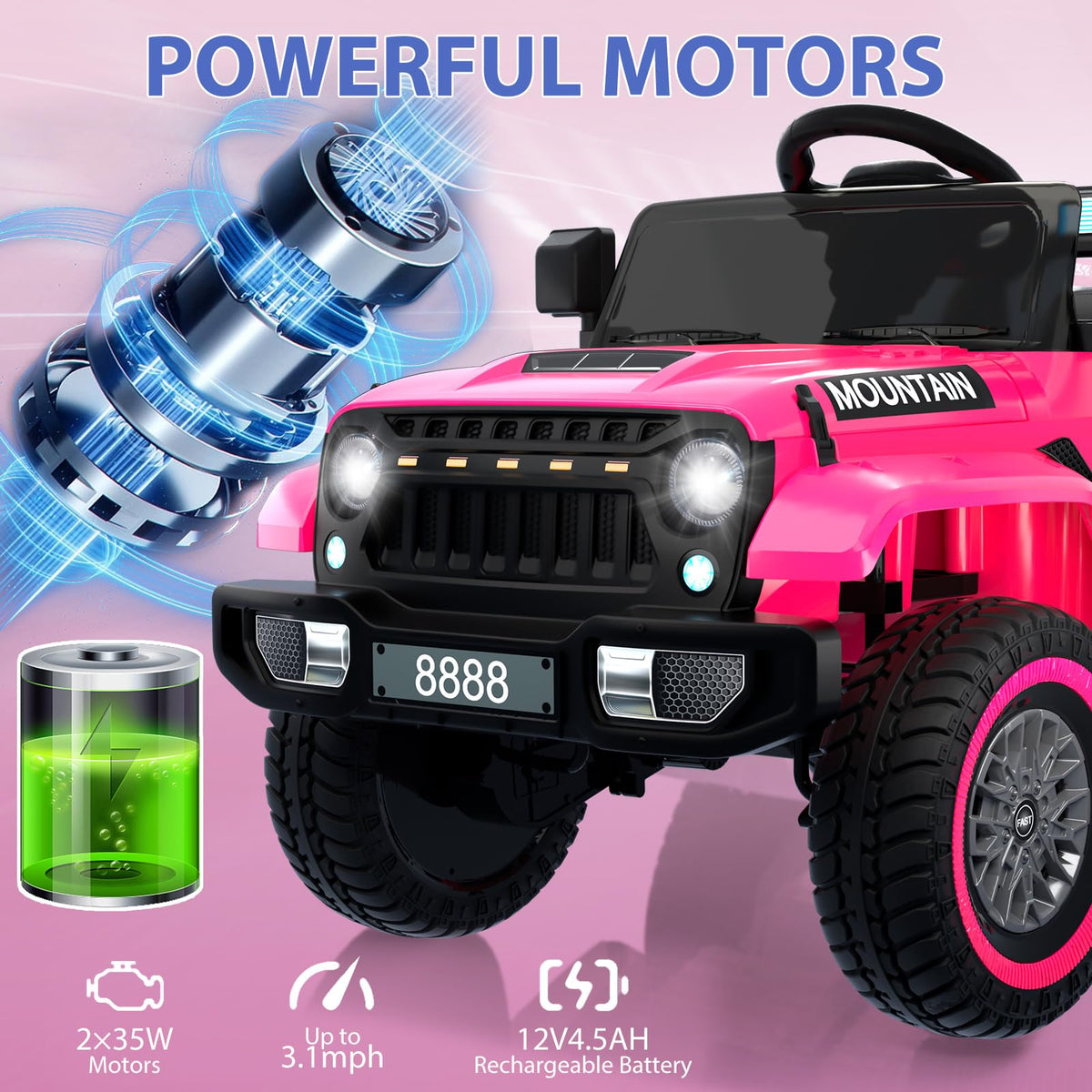 Garvee Elektroauto für Kinder 12 V Fuchsia Pink
