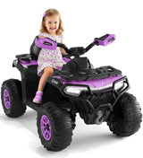 Garvee Kinder Quad 12V Elektro ATV Mit 2 Motoren, Fernbedienung, Federung, LED Für Outdoor Spielplatz, 95×56×55 cm, Kunststoffreifen - Lila
