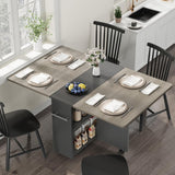 Garvee Klappbarer Esstisch Farmhouse Stil mit 6 Rollen und 2-Stufigem Regal für Kleine Räume, 4-6 Sitzplätze, Holz, Ausziehbar, Platzsparend, pflegeleicht - Eiche