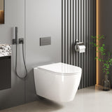GARVEE Wand-WC Set Spülrandlos 55,5 cm, Keramik Hänge-WC mit Absenkautomatik, D-Form WC-Sitz und Hygienischem Randlosem Design, Weiß - Weiß