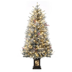 GARVEE 140cm künstlicher weihnachtsbaum mit Warmweißer Beleuchtung 200 LEDs - weihnachtsbaum künstlich mit 8 Einstellbare Modi und Europäischer Stecker, 4.5ft Tannenbaum Künstlich PVC mit Beckensockel