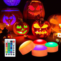 GARVEE Kürbislichter 4 Stück Mehrfarbig LED Leuchtend Kunststoff Wasserdicht Für Halloween Party Dekoration