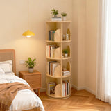 Garvee 4-Stöckig Drehbares Bücherregal Massivholz - 360° Standregal Für Kinder Und Erwachsene, Ø39cm, H129cm, Naturholz - Wie gezeigt