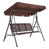GARVEE 3-Sitzer Hollywoodschaukel mit Verstellbarem Sonnendach, Atmungsaktiver Textilene-Sitz, Robuster Eisenrahmen für Garten & Terrasse, Braun