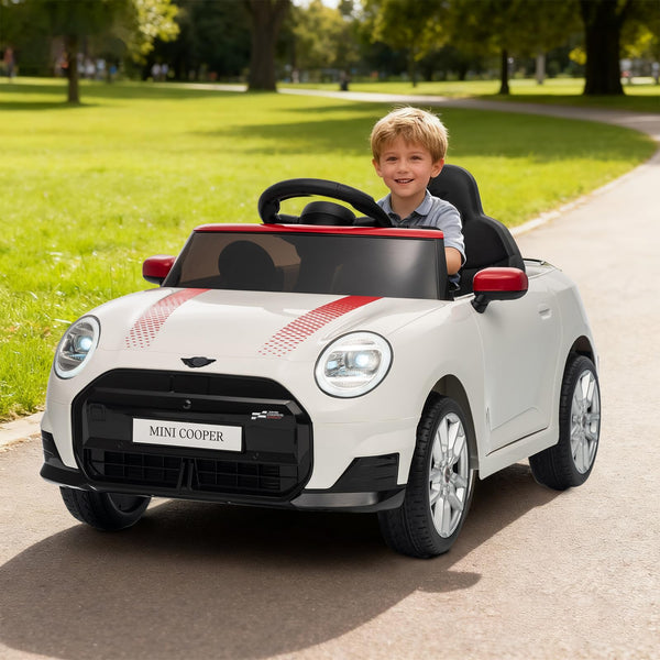 Offiziell lizenziertes MINI COOPER Kinder-Elektroauto in Grün mit Sicherheitsgurt und Doppelfahrmodus