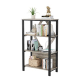 GARVEE Bücherregal, 4 Ebenen, Holz & Metall, LED-Beleuchtung, Grau – für Wohnzimmer & Schlafzimmer