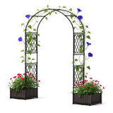 Garvee 78,7" Gartenlaubenbogen Mit 2 Pflanzkästen, Wetterfester PE-Beschichteter Metallbogen Für Garten & Party, Robust, Vielseitig, Weiß - S+Schwarz