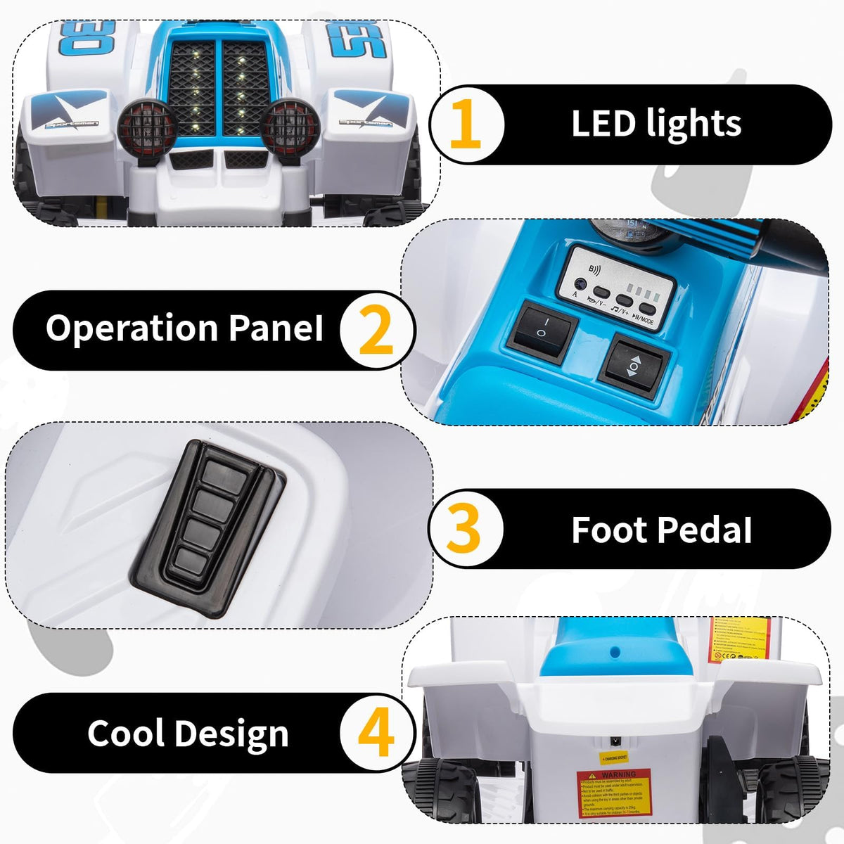 Kinder Elektro-Quad mit LED Licht Musik und USB