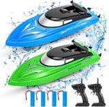 Garvee RC Boot Set 2, 10 Km/h, 2.4 GHz, Mit 4 Akkus, Wasserdicht, Für Pool & See - Grün und Blau