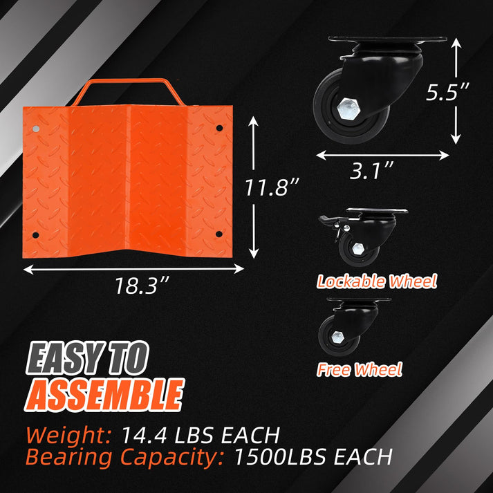 3000 lbs Gesamttragkraft, jeweils 1500 lbs pro Dolly