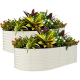 Garvee Hochbeet Set 2 Verzinkt, 240×120×60 cm, Stahl, Offener Boden für Garten & Terrasse - Beige