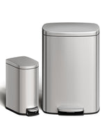 Garvee 13 Gal & 2.6 Gal Edelstahl Mülleimer Set Mit Soft-Close Deckel Für Küche Und Bad, Silber, Ergonomischer Griff - silber