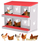 Garvee Hühner-Nistkästen Metall 6 Fächer, Rostbeständig, 81,5×43×67,5 cm - Rot