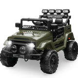 Garvee Armeegrün Elektroauto für Kinder 12V mit Fernbedienung, 2-Sitzer, 5 km/h, Musik & LED-Lichter, 3-8 Jahre - Armeegrün