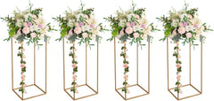 Garvee 4 Stück Hochzeitsvase Metall Blumenständer – 60cm Tischdekoration Gold