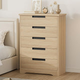 Garvee 5 Schubladen Kommode Holz Mit Eingebauten Griffen Für Schlafzimmer Und Wohnzimmer, Modernes Design, Robust, Vielseitig, Weiß