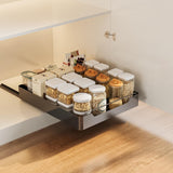 Garvee Schrank Organizer Ausziehregal 40x43cm, Soft-Close Dämpfung, Schwerlast Stahl, Kratzfest, Werkzeugfreie Montage, Küchen- & Vorratsraum, Schwarz - Schwarz