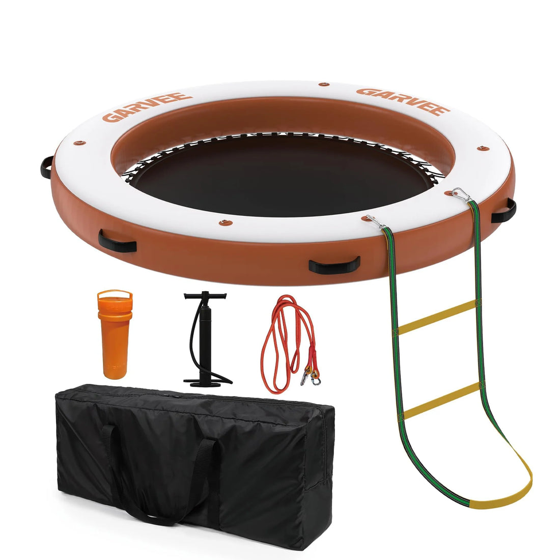 GARVEE Aufblasbare Badeinsel 2,4 m, Runde Schwimminsel mit 1,8 m Hängematte, Strapazierfähiges PVC, Für Pool, Strand & Meer, Orange