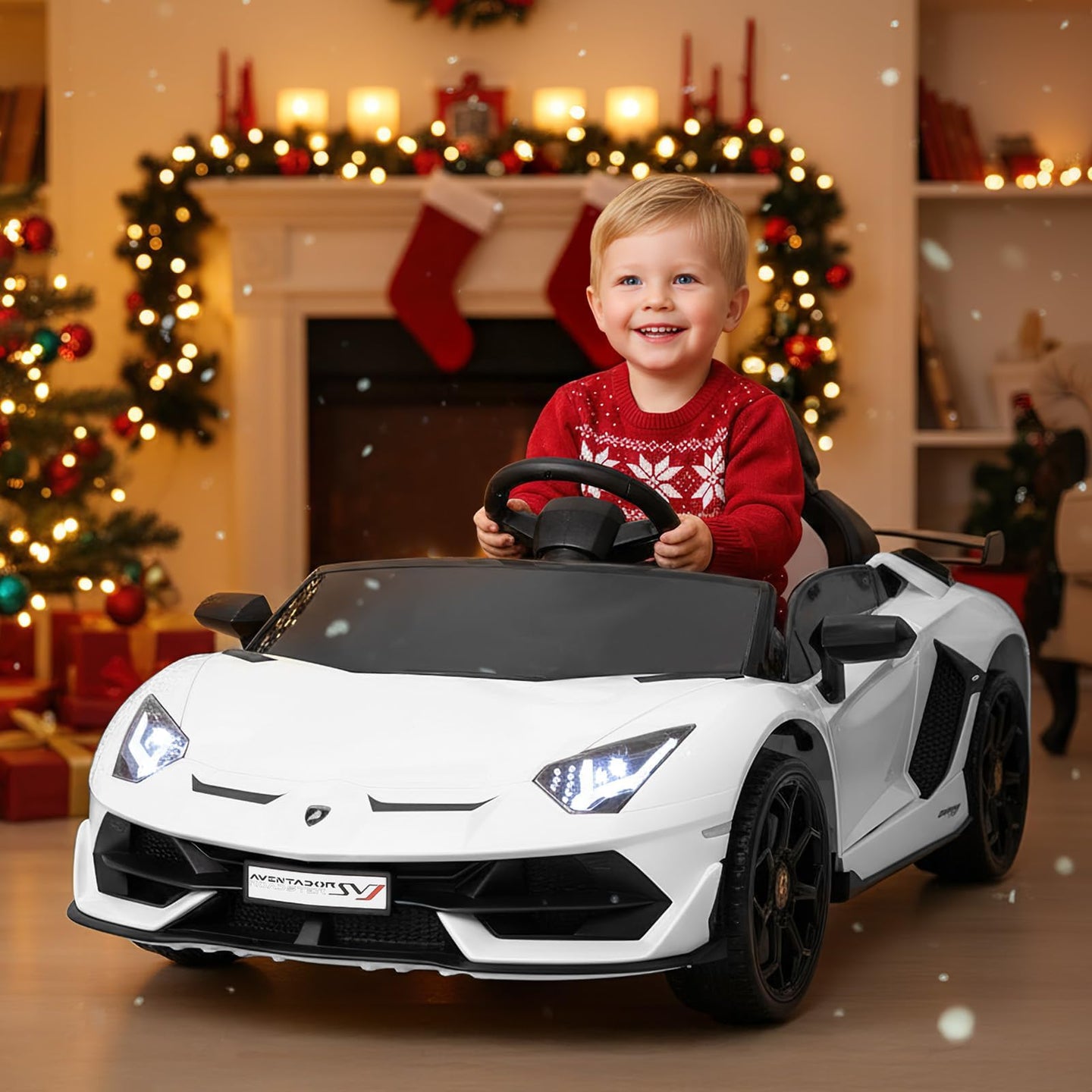 GARVEE Offiziell lizenziertes Lamborghini Elektro-Kinderauto mit LED-Scheinwerfern und originalgetreuem Sportwagen-Design