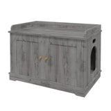 GARVEE Versteckter Katzenklo-Schrank aus Holz, Katzenstreu Box Möbel mit Doppeltür Design, Katzenhaus für Katzenklo, Geruchsarm und Platzsparend für Wohnzimmer und Schlafzimmer, Grau - Grau