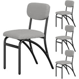 Garvee Esszimmerstühle 4er-Set, mit Rückenlehne, gepolstert, rostbeständig, Bouclé & Stoff, Modern, Grau - Grau
