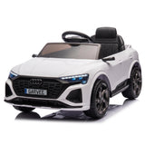 Garvee Kinder Elektroauto 12 V mit 2,4-GHz-Fernbedienung, Doppelmotor, LED-Lichtern, Musik, Sicherheitsgurt und Federung, 2–5 km/h, für Kinder 3–6 Jahre - Weiß
