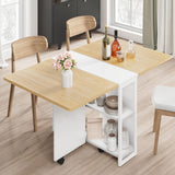 Garvee Klappbarer Esstisch Farmhouse Stil Ausziehbar Pear Wood Für Kleine Räume Mit 2-Stufigem Regal Und 6 Rollen - Birnenholz