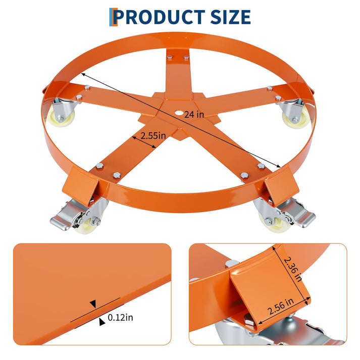 Abmessungen des Fasswagens, perfekt für 55-Gallonen-Fässer