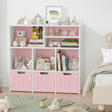 Garvee Kinder Bücherregal Spielzeug Organizer Mit 3 Schubladen Rollen MDF Pink Für Schlafzimmer & Spielzimmer Vielseitig Sicher