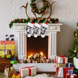 Garvee 3er Set 20" Buffalo Plaid Weihnachtsstrümpfe Mit Plüschmanschette Für Kamin & Weihnachtsbaum, Groß, Schwarz-Weiß-Karo