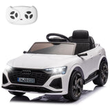 Garvee Audi Kinder-Elektroauto 12 V mit 2,4-GHz-Fernbedienung, Sicherheitsgurt, LED-Lichtern und Musikfunktion, für Kinder 3–6 Jahre, Weiß - Wieß