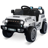 Garvee 12V Kinder-Elektroauto, elektrisches Spielzeugauto mit 2,4-GHz-Fernbedienung, Bluetooth-Musikfunktion, Hupe und LED-Scheinwerfern, für Kinder von 3 bis 8 Jahren, Weiß - Weiß