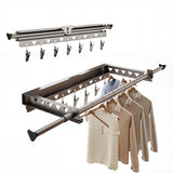 Garvee Wäscheständer Wandmontage Klappbar Edelstahl Platzsparend Für Balkon Und Terrasse, Teleskoplänge 103,2–151,2cm, Grau - Grau