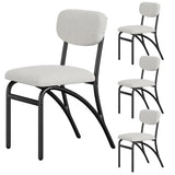 Garvee Esszimmerstühle 4er-Set, mit Rückenlehne, gepolstert, korrosionsbeständig, Bouclé, Modern, Beige - Beige