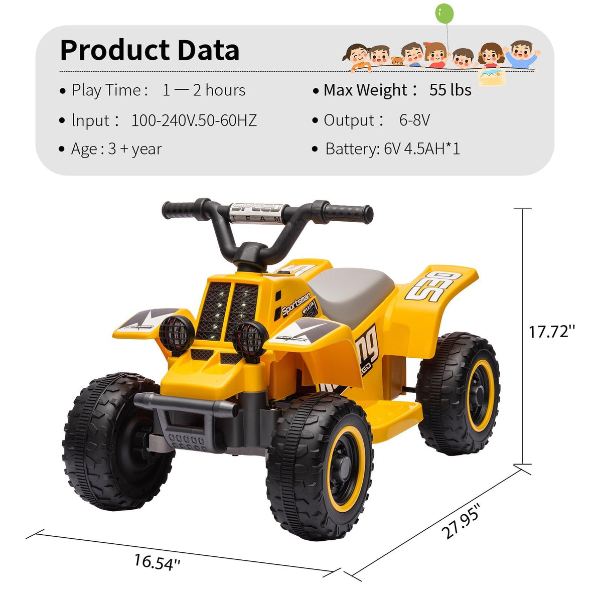 Elektro-Quad Kinder ATV Maße 70 x 42 x 45 cm