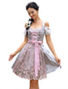 Garvee Damen Dirndl 3tlg. Midi Kurz Trachtenkleid Mit Dirndlschürze Und Dirndlbluse Für Oktoberfest Grau 40