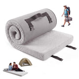 Garvee Rollbare Campingmatratze 191 × 97 × 8 cm mit Memory-Schaum, Waschbarem Bezug, Tragegurten und Rutschhemmender Unterseite, Grau - Grau
