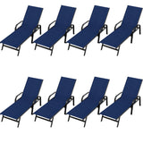 GARVEE Verstellbare Gartenliege 8er-Set, 5-fach Verstellbare Rückenlehne, Atmungsaktives Textilene-Gewebe, Wetterfeste Metallstruktur für Terrasse, Pool und Garten, Dunkelblau - Dunkelblau