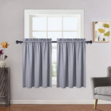 Garvee Wasserfeste Keukengordijnen Mit Reliefstruktur, Kurze Gardinen Für Kleines Halbes Fenster, 5,1x76,2 cm, Grau, Für Küche, Bad, Schlafzimmer, Wohnzimmer - Grau