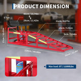 Garvee Hydraulik-Autoprampe 5 Tonnen mit integriertem Hydrauliksystem, stabile Plattform, geschweißter Stahl, rutschfest, für professionellen und privaten Gebrauch, reflektierend, 114 × 34 cm, Rot/Schwarz - Rot/Schwarz