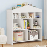 Garvee Spielzeug Aufbewahrungsregal 9 Fächer Kinder Bücherregal Weiß Holz 40,7in Robust Vielseitig Für Spielzimmer - weiß