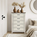 Garvee Vintage 5-Schubladen Kommode Holz Wasserdicht Stabil Mit Wandanker Für Schlafzimmer Wohnzimmer 15.7"x27.5"x44.8" Braun - braun