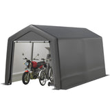 Garvee Tragbarer Outdoor-Lagerschuppen 8x12x7.7 ft, Wasserdicht, Metallrahmen, UV-beständig, Für Motorrad & Garten, Grau - grau
