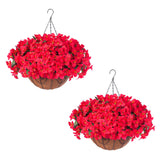 Garvee Künstliche Bougainvillea Blumen Set Mit Korb Für Garten Und Terrasse, Wetterfest, UV-Beständig, Rot Und Grün - Braun