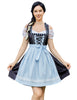 Garvee Traditionelles kurzes 3-teiliges Dirndl-Kleid für das Oktoberfest Blau Größe 36