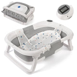 Garvee Faltbare Babybadewanne mit rutschfestem Kissen, Premium-Sicherheit, Thermoregulation, kompakt und leicht für Reisen, lebensmittelechtes PP, Blau - 