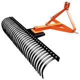 Garvee 152 cm Landschaftsrechen für Traktor, 3-Punkt Heckrechen 360° drehbar aus Stahl, Kategorie 1 & 2 bis 45 PS, Orange